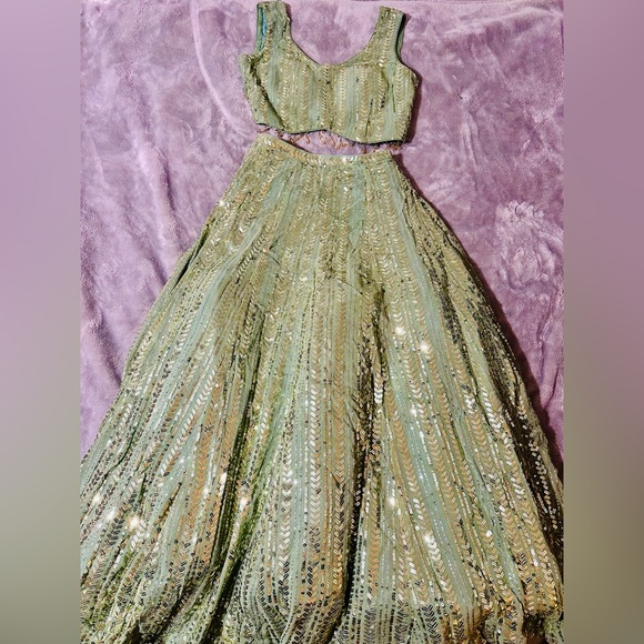 Sage Green Lehenga - Picture 2 of 4
